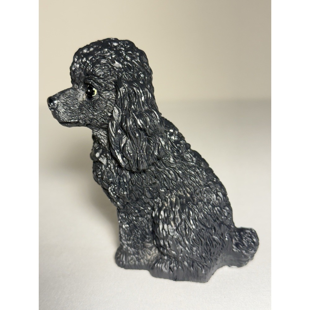 Black Poodle Figurine Ceramic Dog 4" Vintage 90s Collectible - Picture 2 of 6